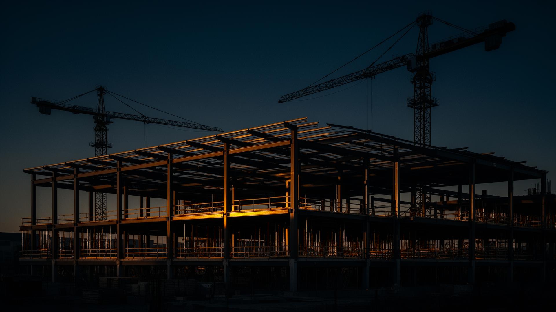 Construction site at twilight